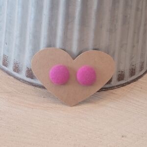 Pink Button Earrings